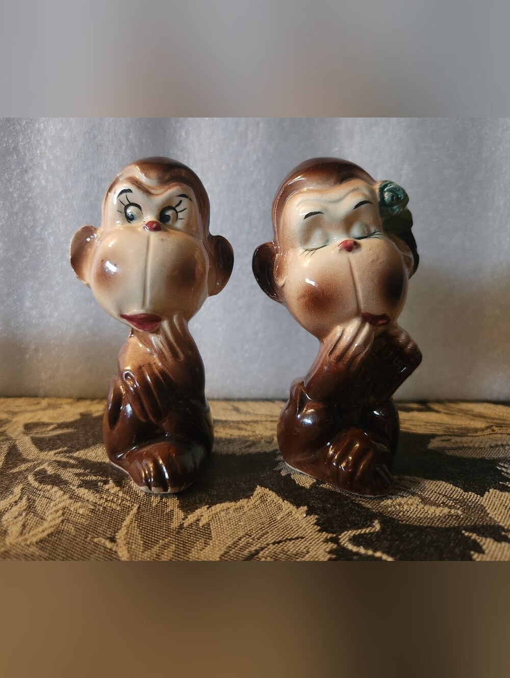 Vintage Anthropomorphic Monkey Salt And Pepper Shakers Made In Japan
